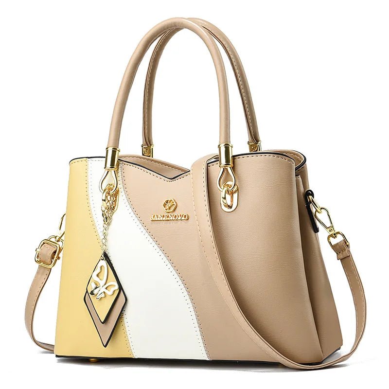 Fashion Contrasting Handbag | Large Capacity Temperament Elegant Mother Bag & Middle - Aged Shoulder Bag - Ever Trendy Essentials