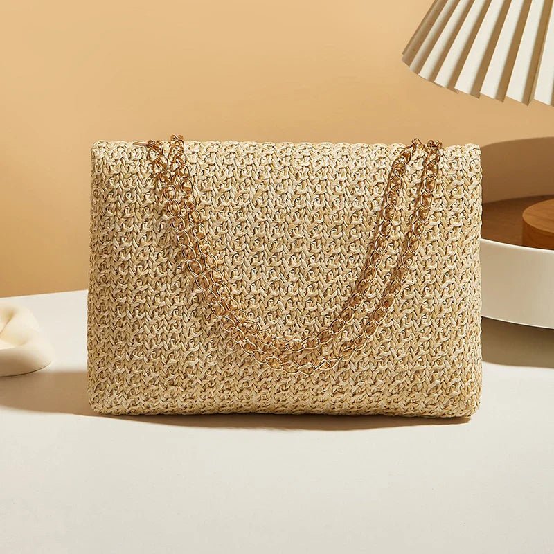 Fashion Crossbody Bags for Women | Simple Straw Shoulder Bag & Women's Lock Closure Bag (Small Square Purse Summer Money Bag) - Ever Trendy Essentials
