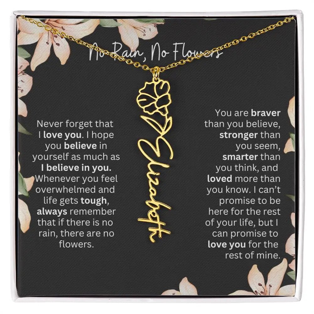 Flower Name Necklace | Custom Birth Flower Jewelry Gift for Daughter - Ever Trendy Essentials