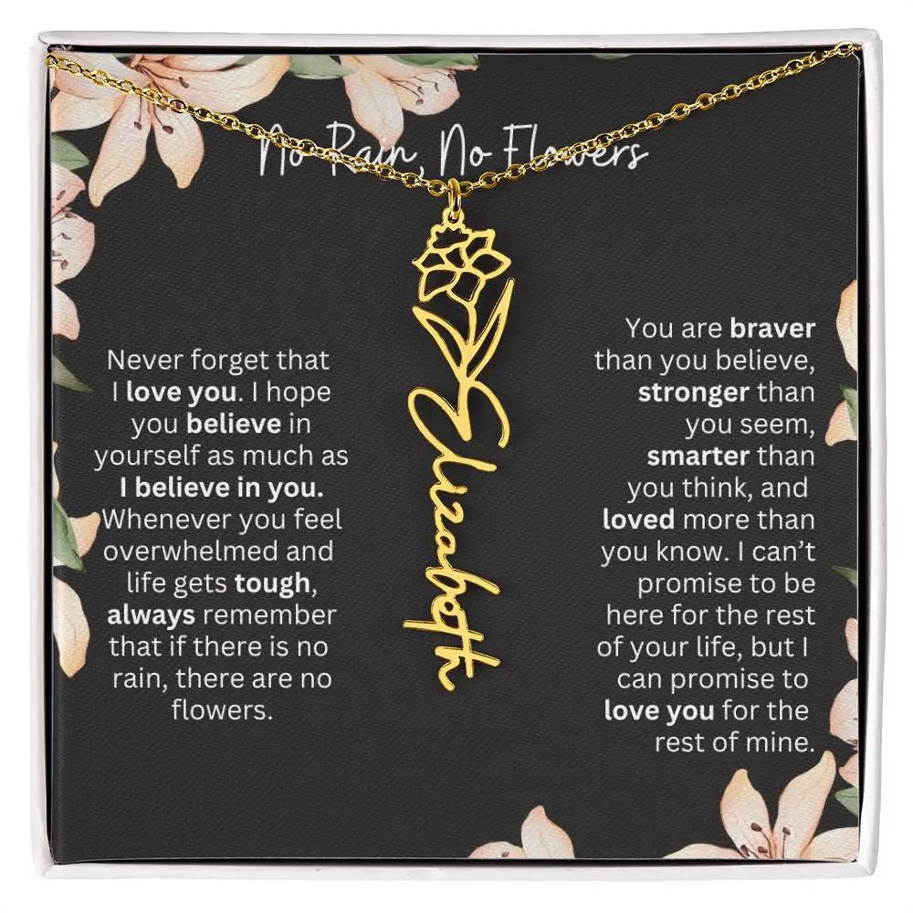 Flower Name Necklace | Custom Birth Flower Jewelry Gift for Daughter - Ever Trendy Essentials