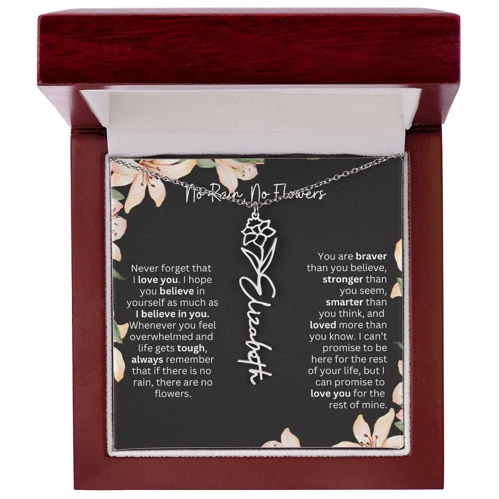 Flower Name Necklace | Custom Birth Flower Jewelry Gift for Daughter - Ever Trendy Essentials