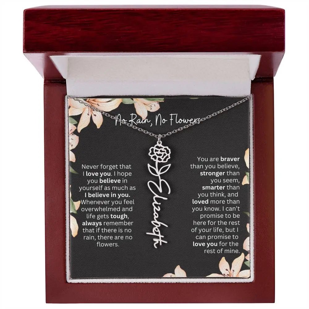 Flower Name Necklace | Custom Birth Flower Jewelry Gift for Daughter - Ever Trendy Essentials