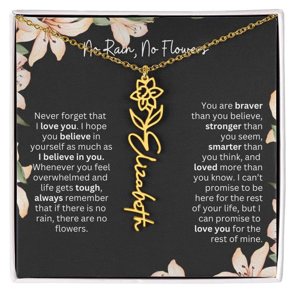Flower Name Necklace | Custom Birth Flower Jewelry Gift for Daughter - Ever Trendy Essentials
