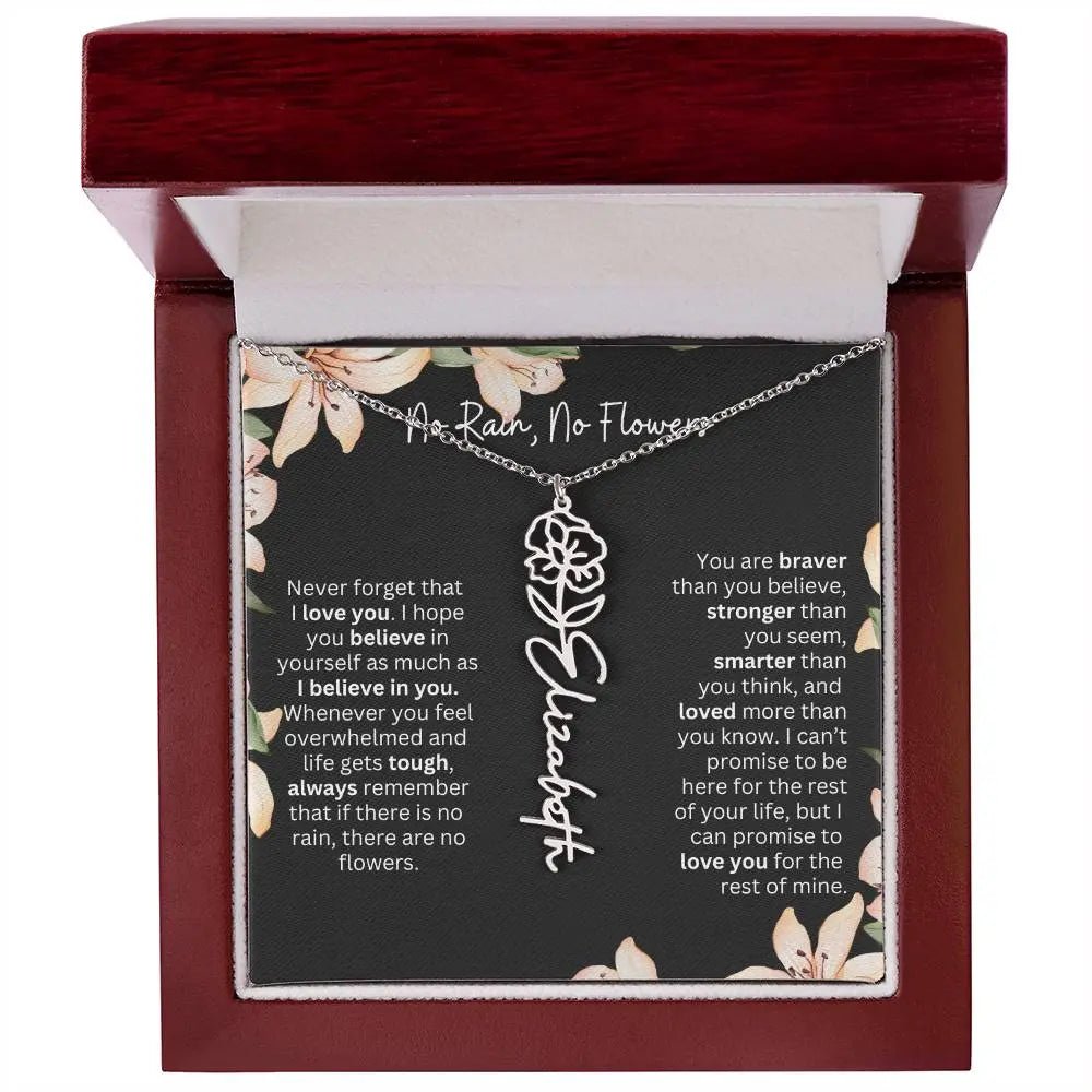 Flower Name Necklace | Custom Birth Flower Jewelry Gift for Daughter - Ever Trendy Essentials