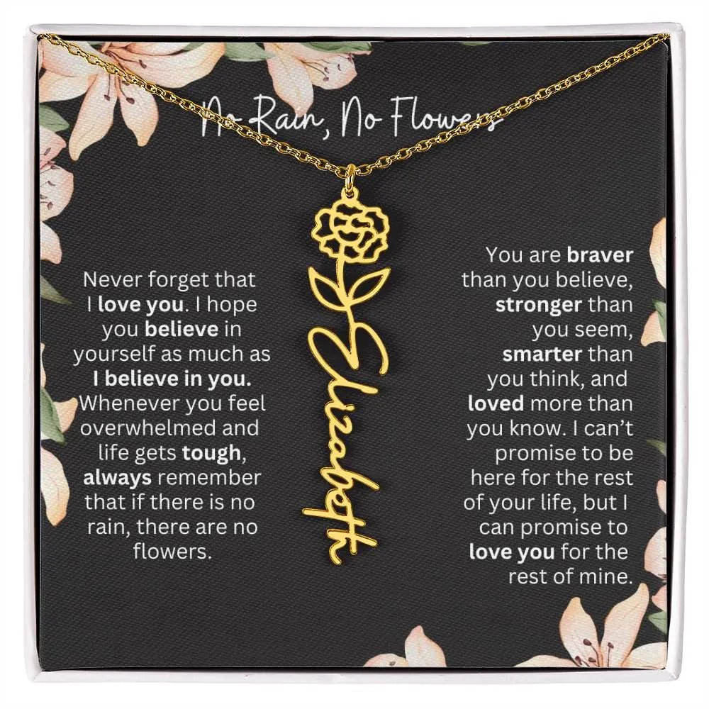 Flower Name Necklace | Custom Birth Flower Jewelry Gift for Daughter - Ever Trendy Essentials