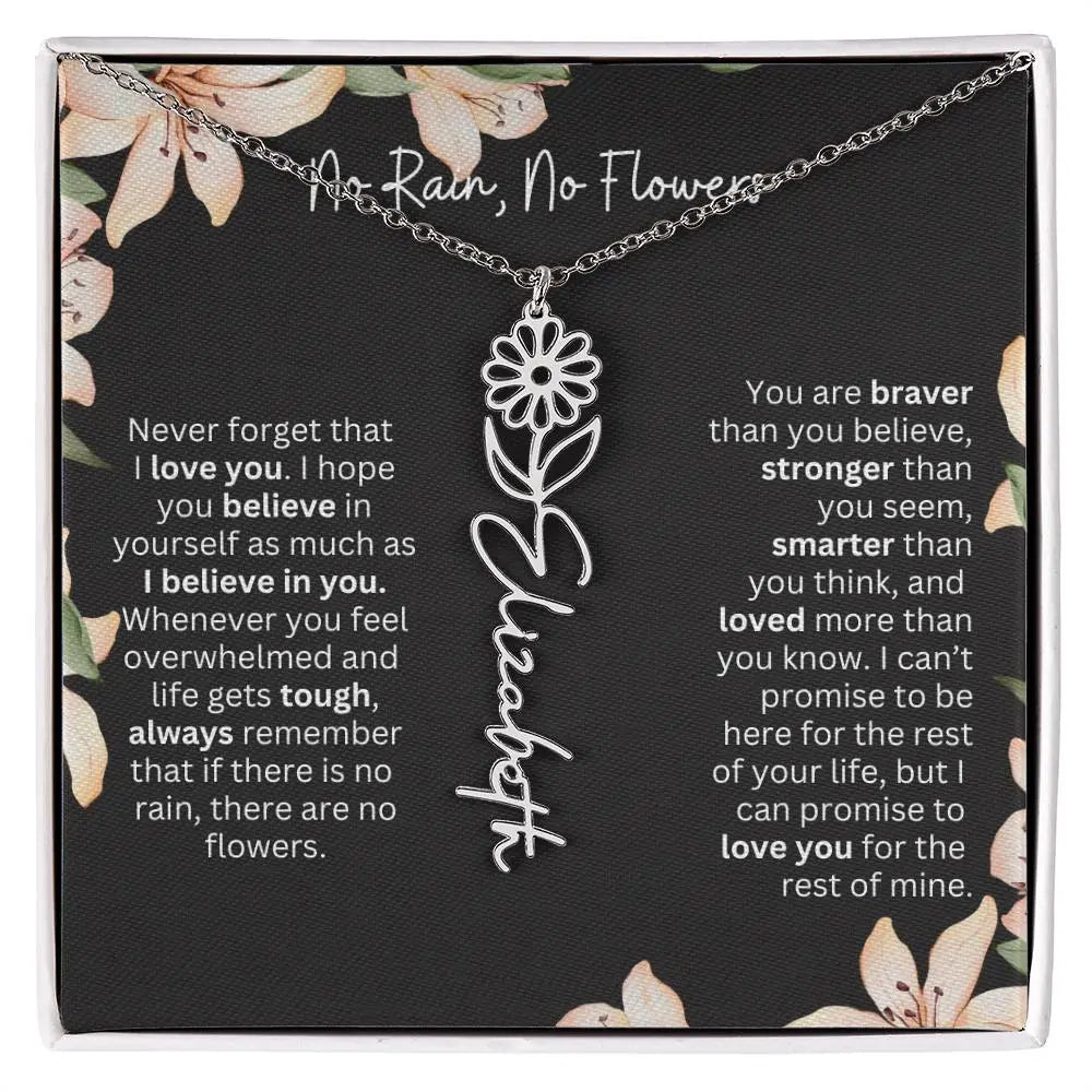 Flower Name Necklace | Custom Birth Flower Jewelry Gift for Daughter - Ever Trendy Essentials