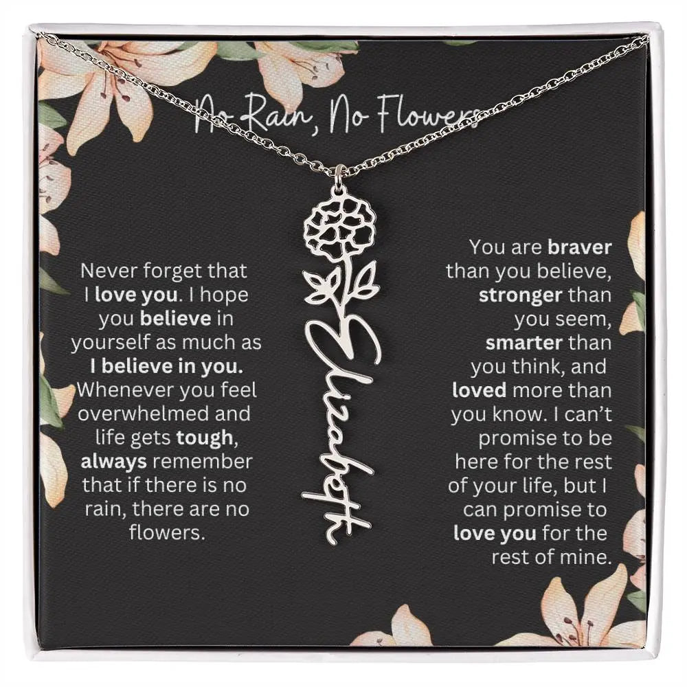 Flower Name Necklace | Custom Birth Flower Jewelry Gift for Daughter - Ever Trendy Essentials