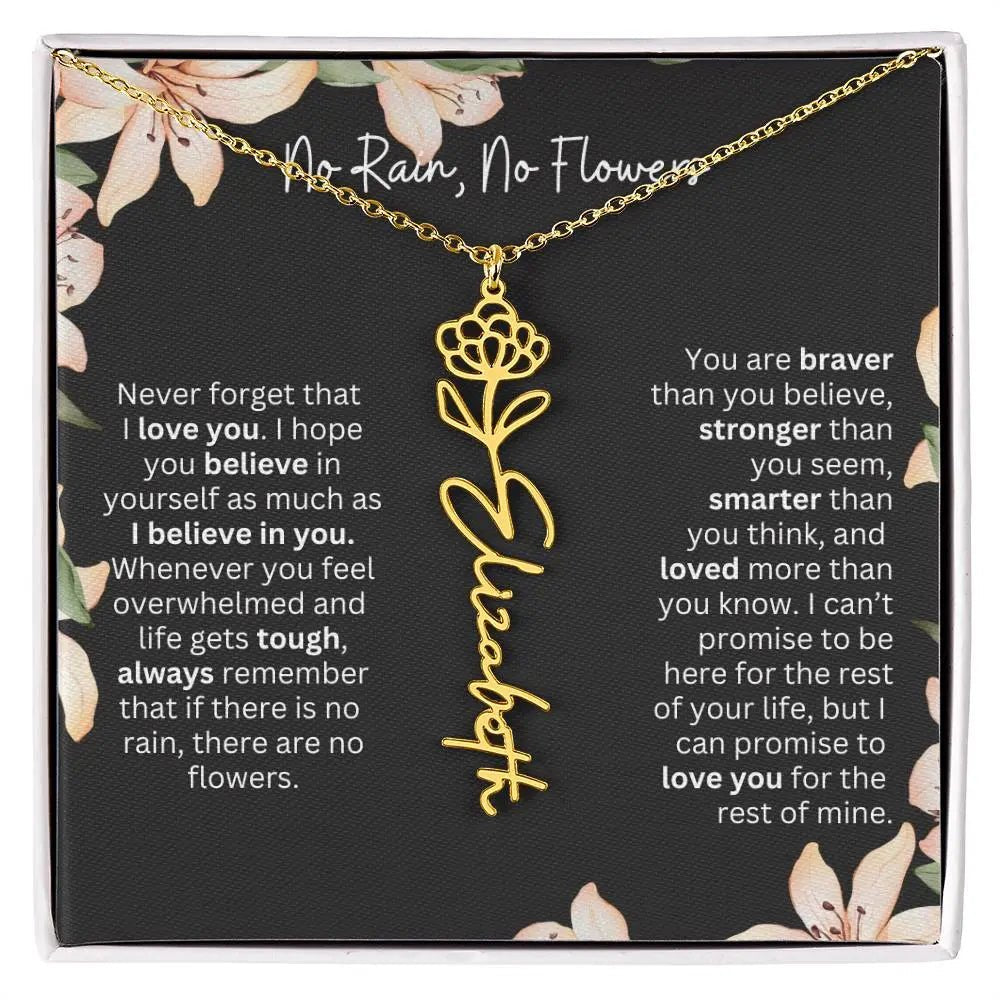 Flower Name Necklace | Custom Birth Flower Jewelry Gift for Daughter - Ever Trendy Essentials