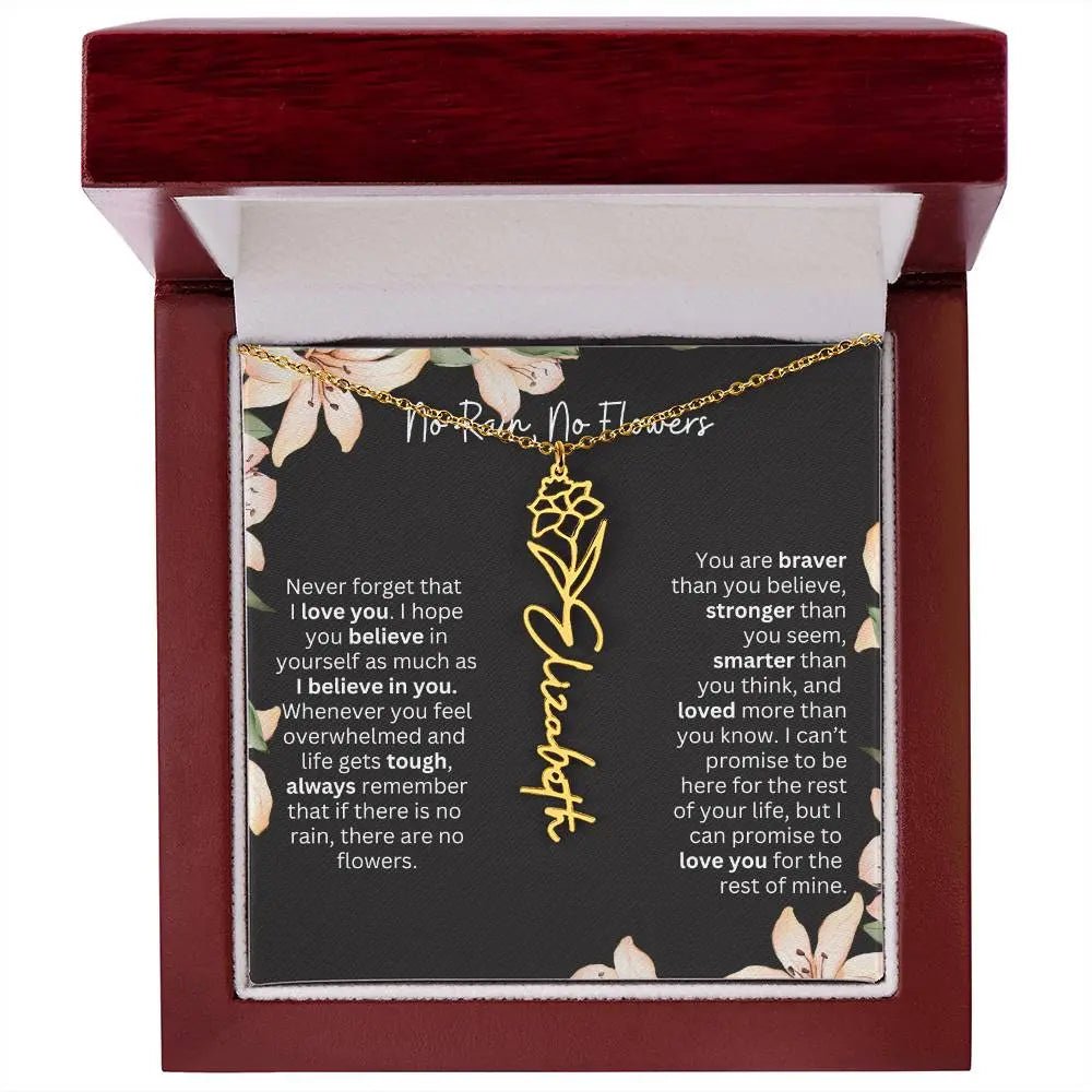 Flower Name Necklace | Custom Birth Flower Jewelry Gift for Daughter - Ever Trendy Essentials