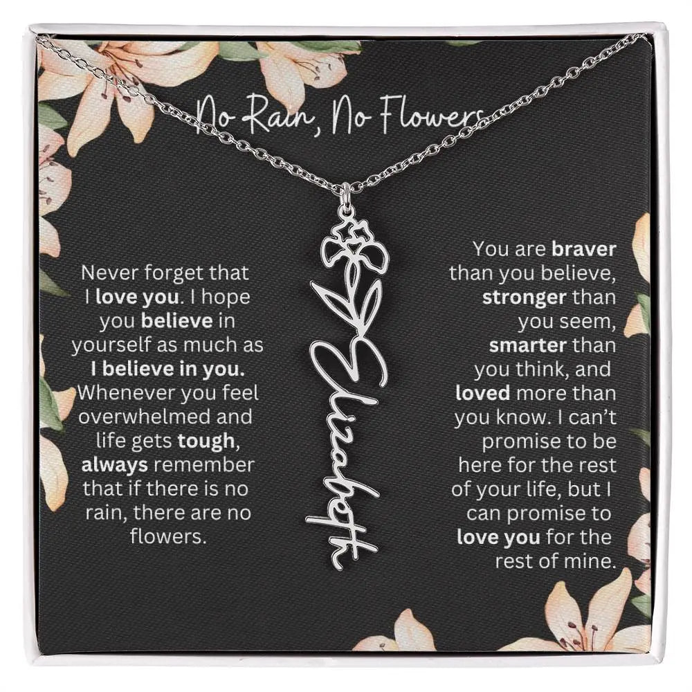 Flower Name Necklace | Custom Birth Flower Jewelry Gift for Daughter - Ever Trendy Essentials
