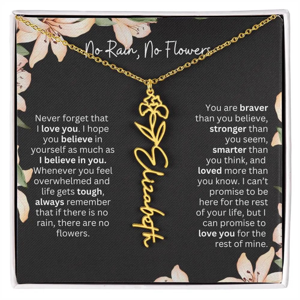 Flower Name Necklace | Custom Birth Flower Jewelry Gift for Daughter - Ever Trendy Essentials