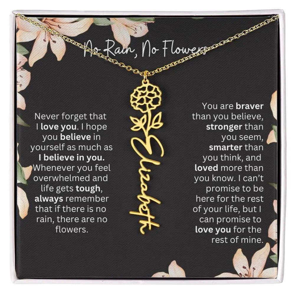 Flower Name Necklace | Custom Birth Flower Jewelry Gift for Daughter - Ever Trendy Essentials
