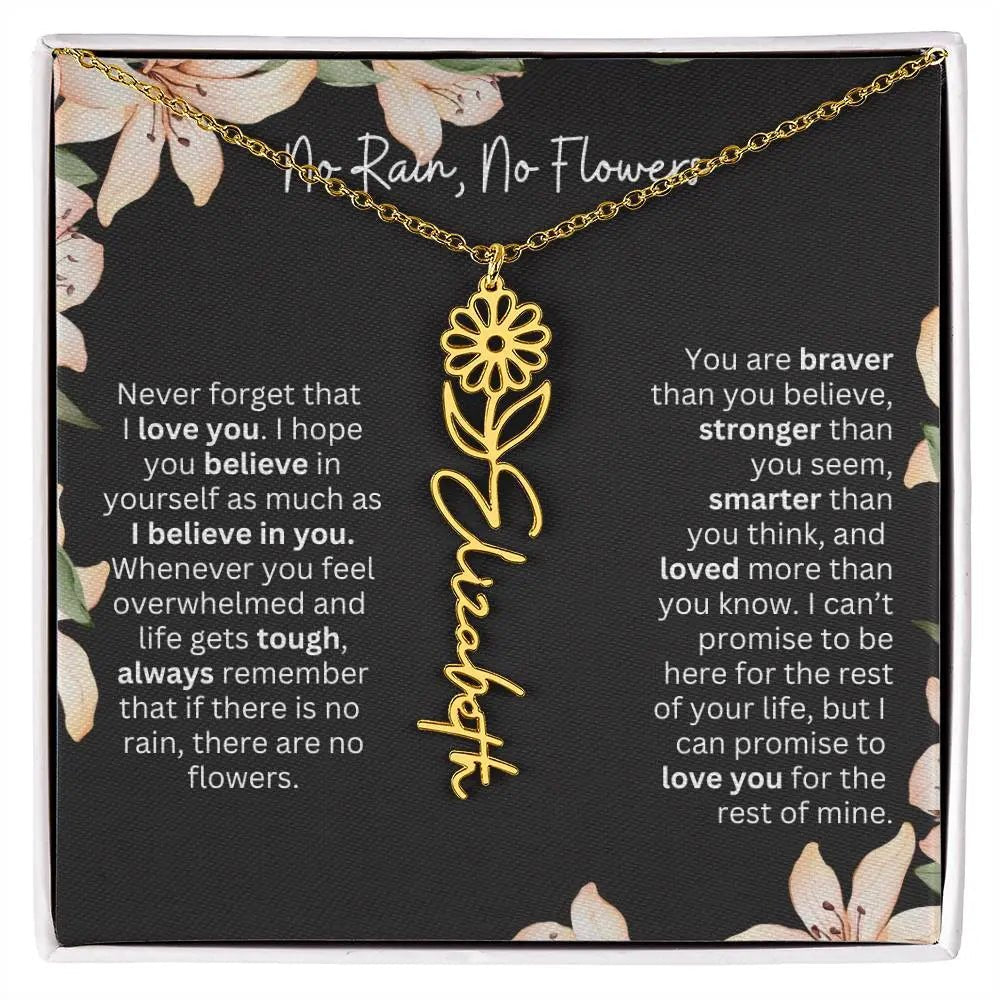 Flower Name Necklace | Custom Birth Flower Jewelry Gift for Daughter - Ever Trendy Essentials