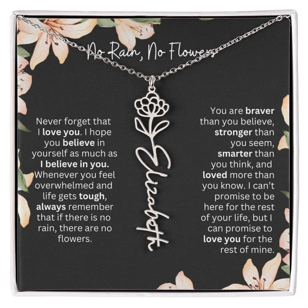 Flower Name Necklace | Custom Birth Flower Jewelry Gift for Daughter - Ever Trendy Essentials