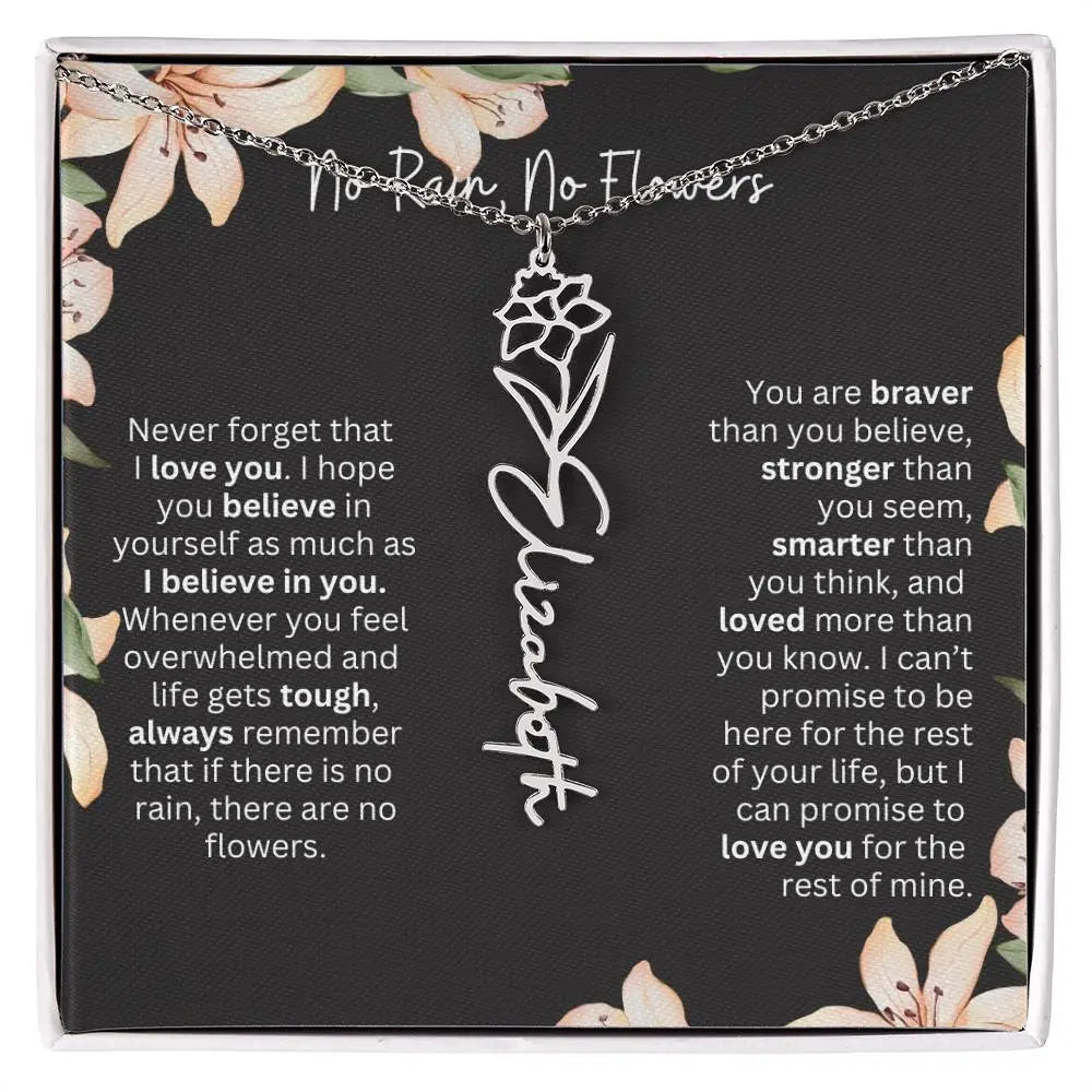 Flower Name Necklace | Custom Birth Flower Jewelry Gift for Daughter - Ever Trendy Essentials