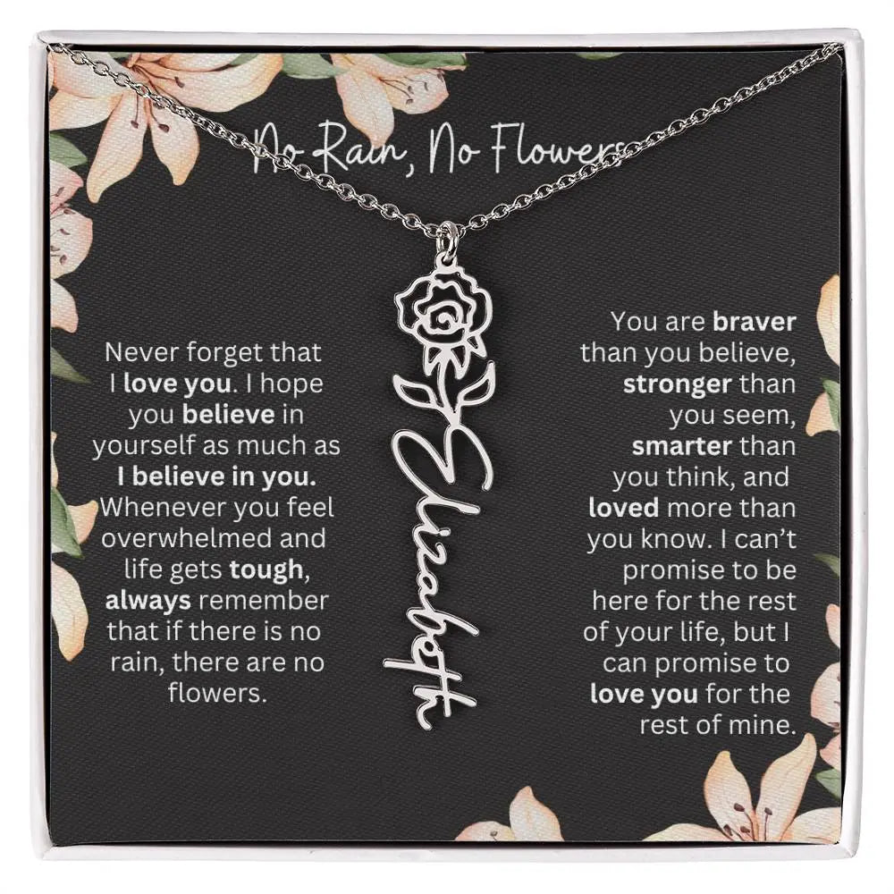 Flower Name Necklace | Custom Birth Flower Jewelry Gift for Daughter - Ever Trendy Essentials
