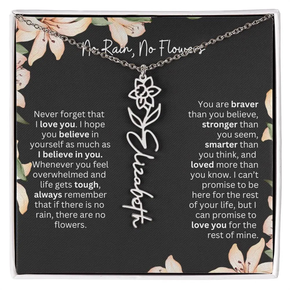 Flower Name Necklace | Custom Birth Flower Jewelry Gift for Daughter - Ever Trendy Essentials