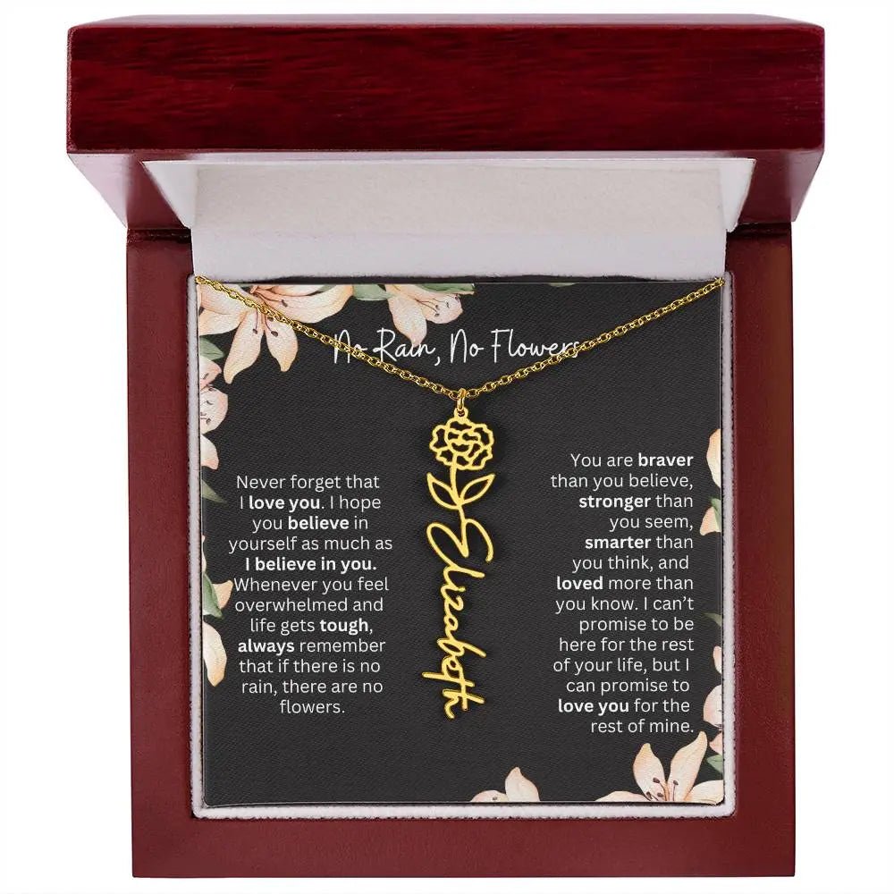Flower Name Necklace | Custom Birth Flower Jewelry Gift for Daughter - Ever Trendy Essentials