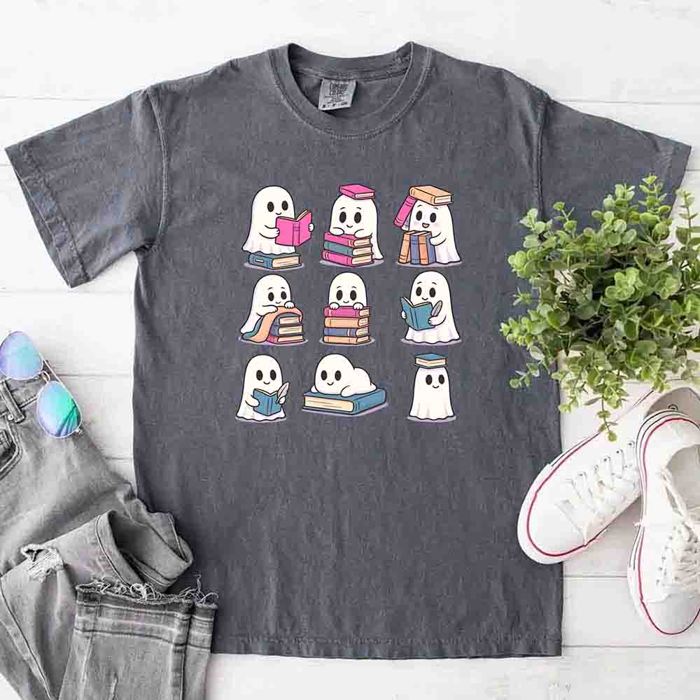 Ghost Reading Comfort Colors Shirt – Spooky Book Lover Halloween Tee - Ever Trendy Essentials
