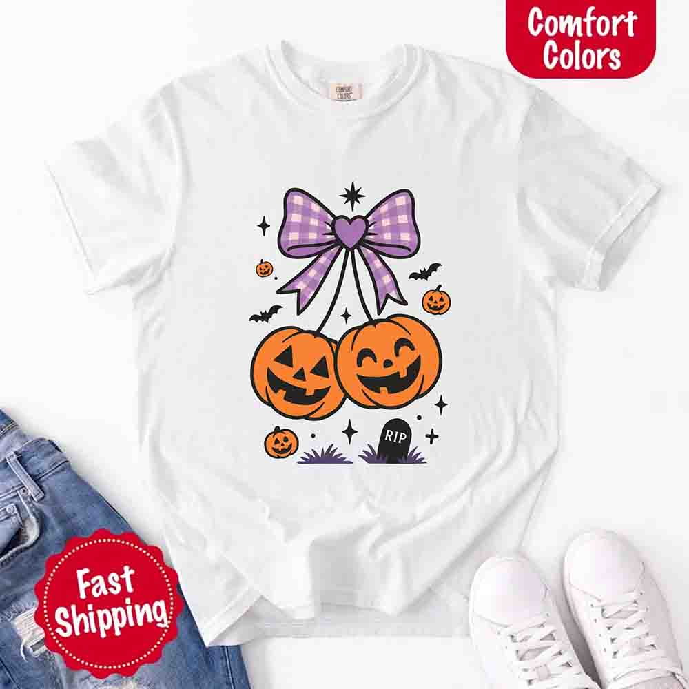 Halloween Cherries Comfort Colors Shirt – Trendy Pumpkin Tee - Ever Trendy Essentials