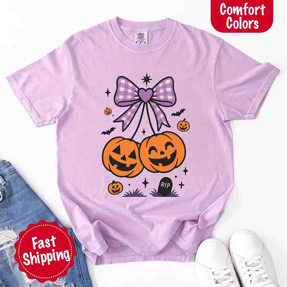 Halloween Cherries Comfort Colors Shirt – Trendy Pumpkin Tee - Ever Trendy Essentials