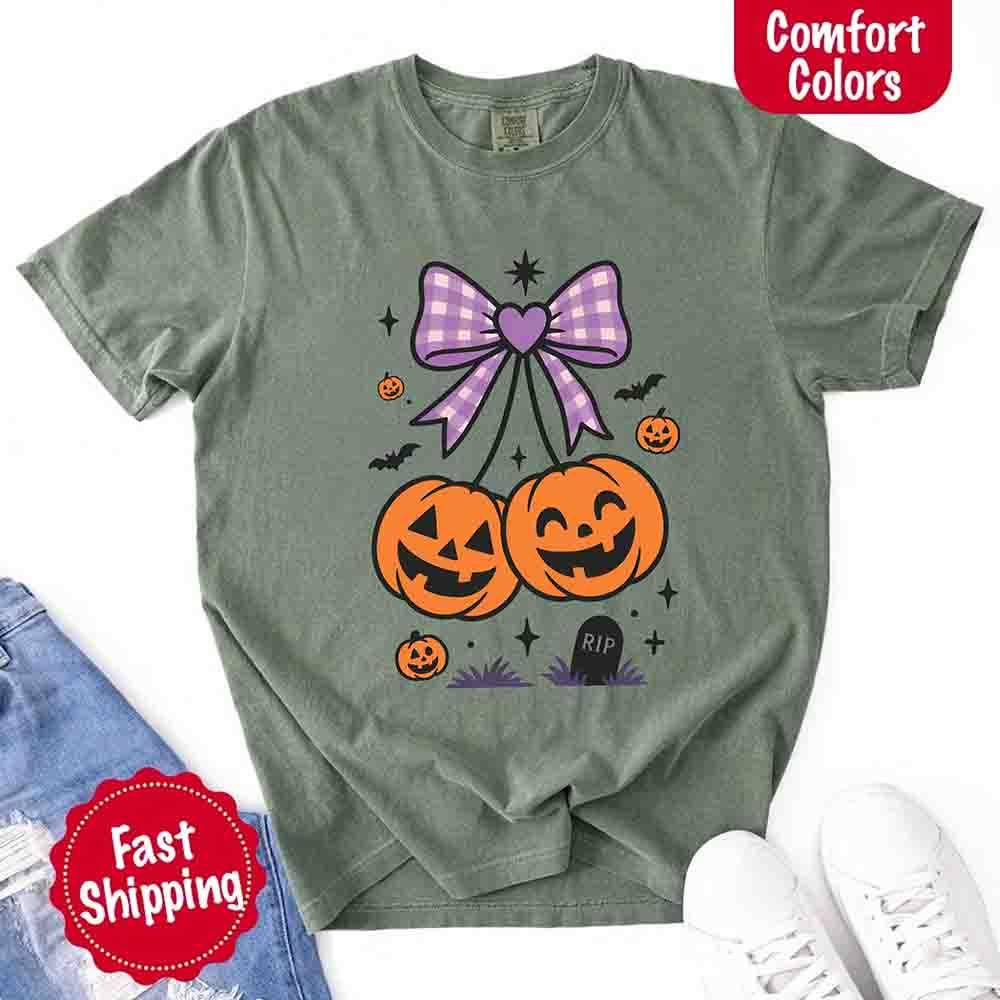 Halloween Cherries Comfort Colors Shirt – Trendy Pumpkin Tee - Ever Trendy Essentials