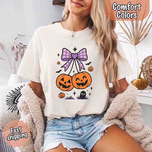 Halloween Cherries Comfort Colors Shirt – Trendy Pumpkin Tee - Ever Trendy Essentials