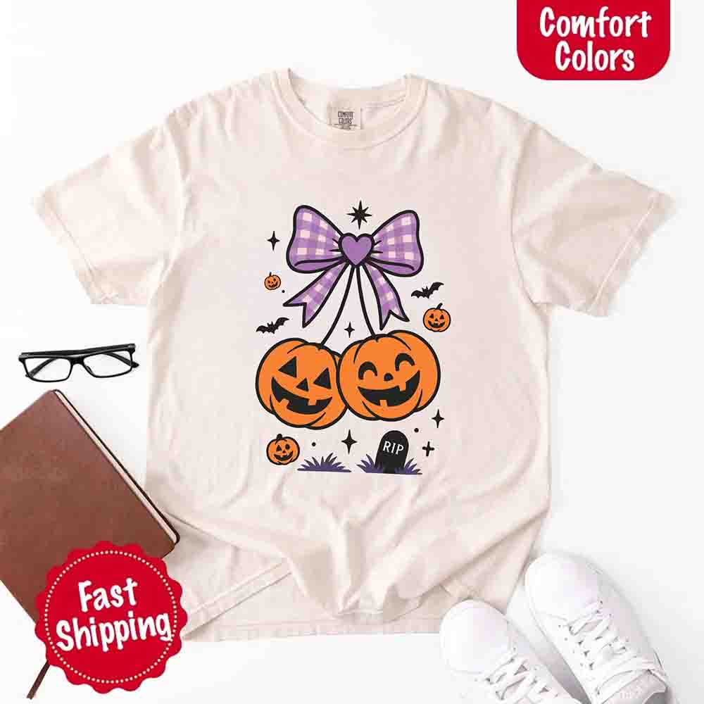 Halloween Cherries Comfort Colors Shirt – Trendy Pumpkin Tee - Ever Trendy Essentials