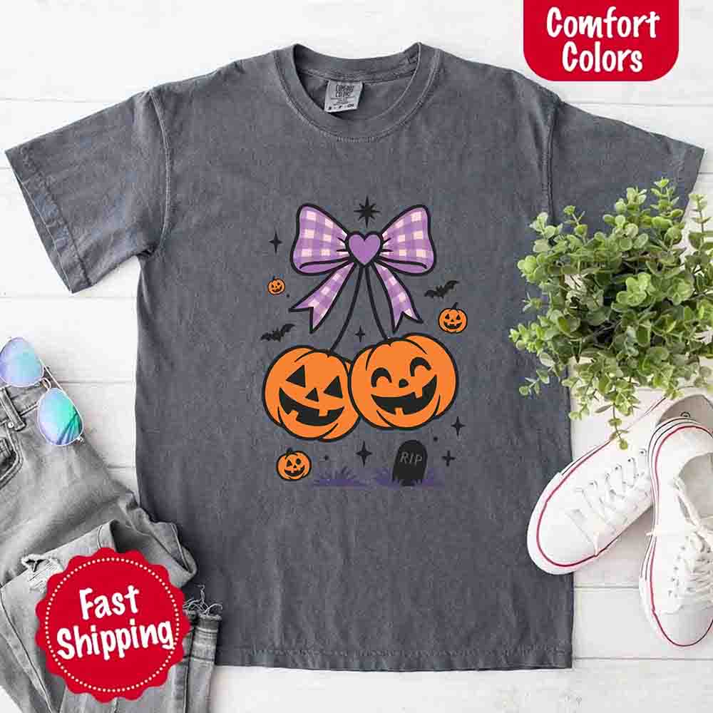 Halloween Cherries Comfort Colors Shirt – Trendy Pumpkin Tee - Ever Trendy Essentials