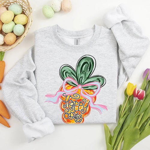 Happy Easter Carrot Coquette Sweatshirts - Ever Trendy Essentials