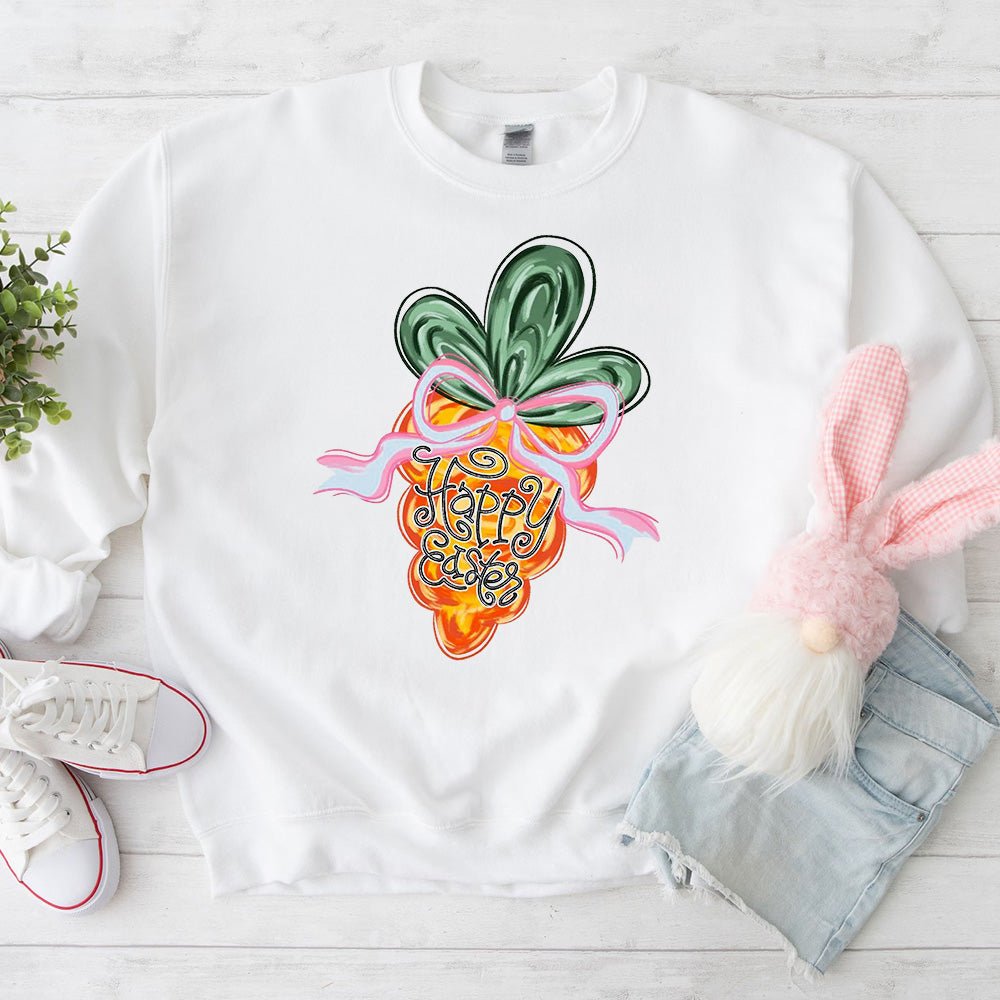 Happy Easter Carrot Coquette Sweatshirts - Ever Trendy Essentials
