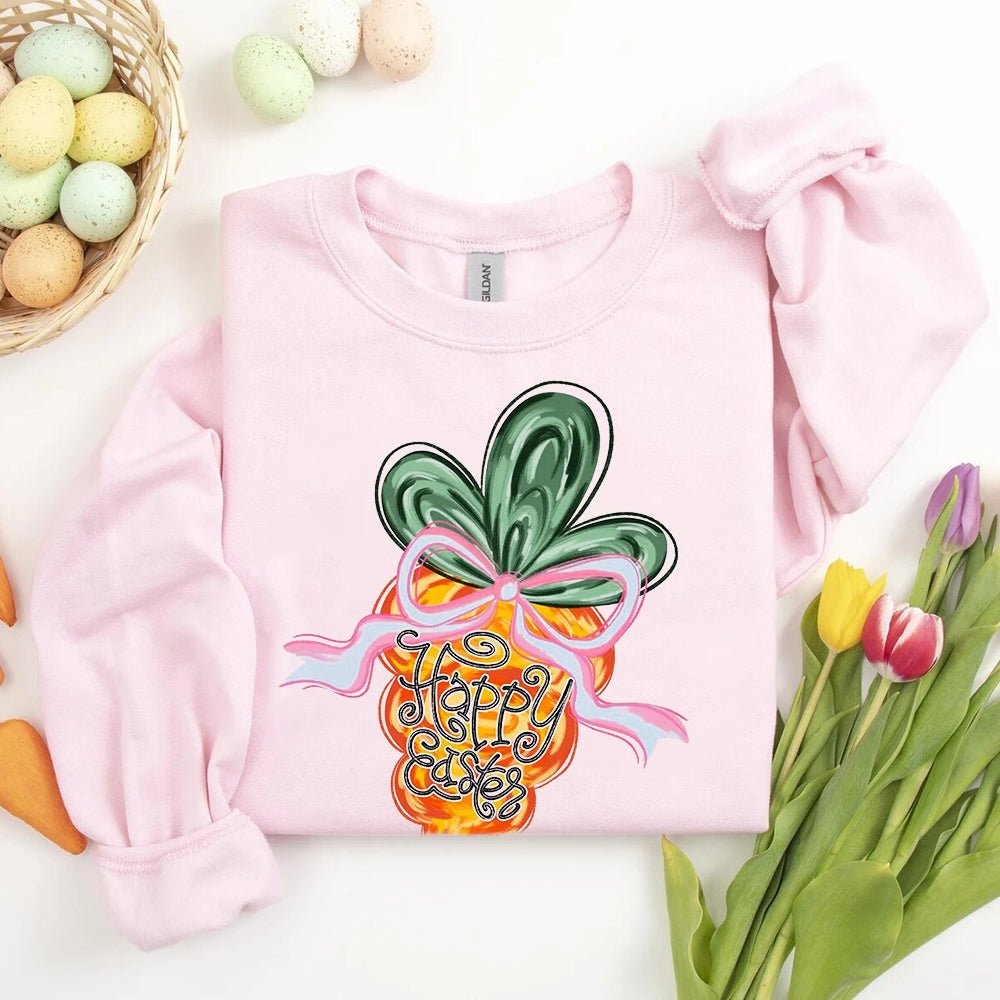 Happy Easter Carrot Coquette Sweatshirts - Ever Trendy Essentials