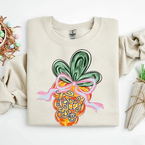 Happy Easter Carrot Coquette Sweatshirts - Ever Trendy Essentials