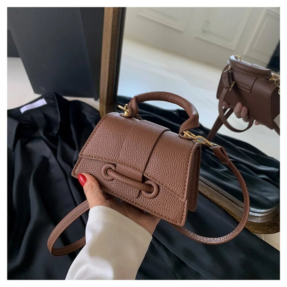 High Quality Fashion PU Leather Bag | Solid Color Shoulder Crossbody Bag & Cute Buckle Square Bag (Hand Carry Small Messenger Bag) - Ever Trendy Essentials