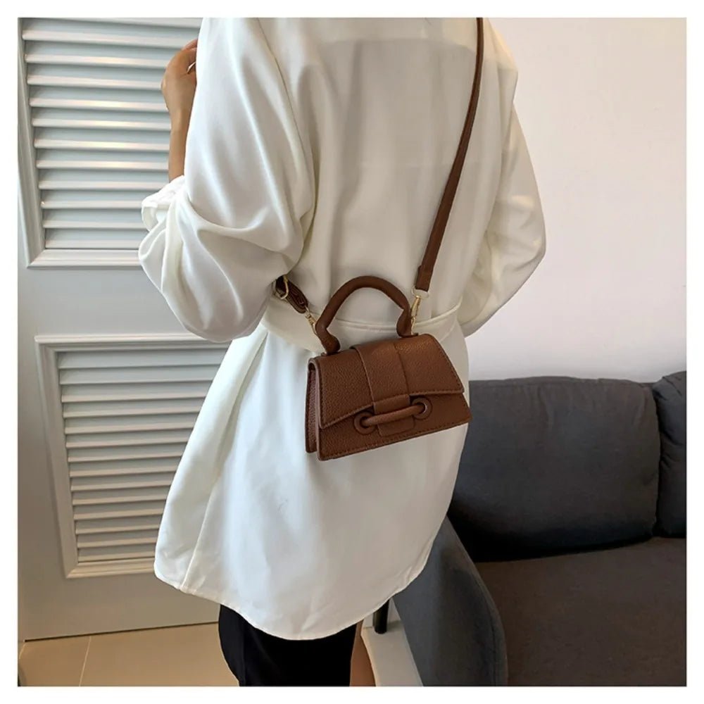 High Quality Fashion PU Leather Bag | Solid Color Shoulder Crossbody Bag & Cute Buckle Square Bag (Hand Carry Small Messenger Bag) - Ever Trendy Essentials