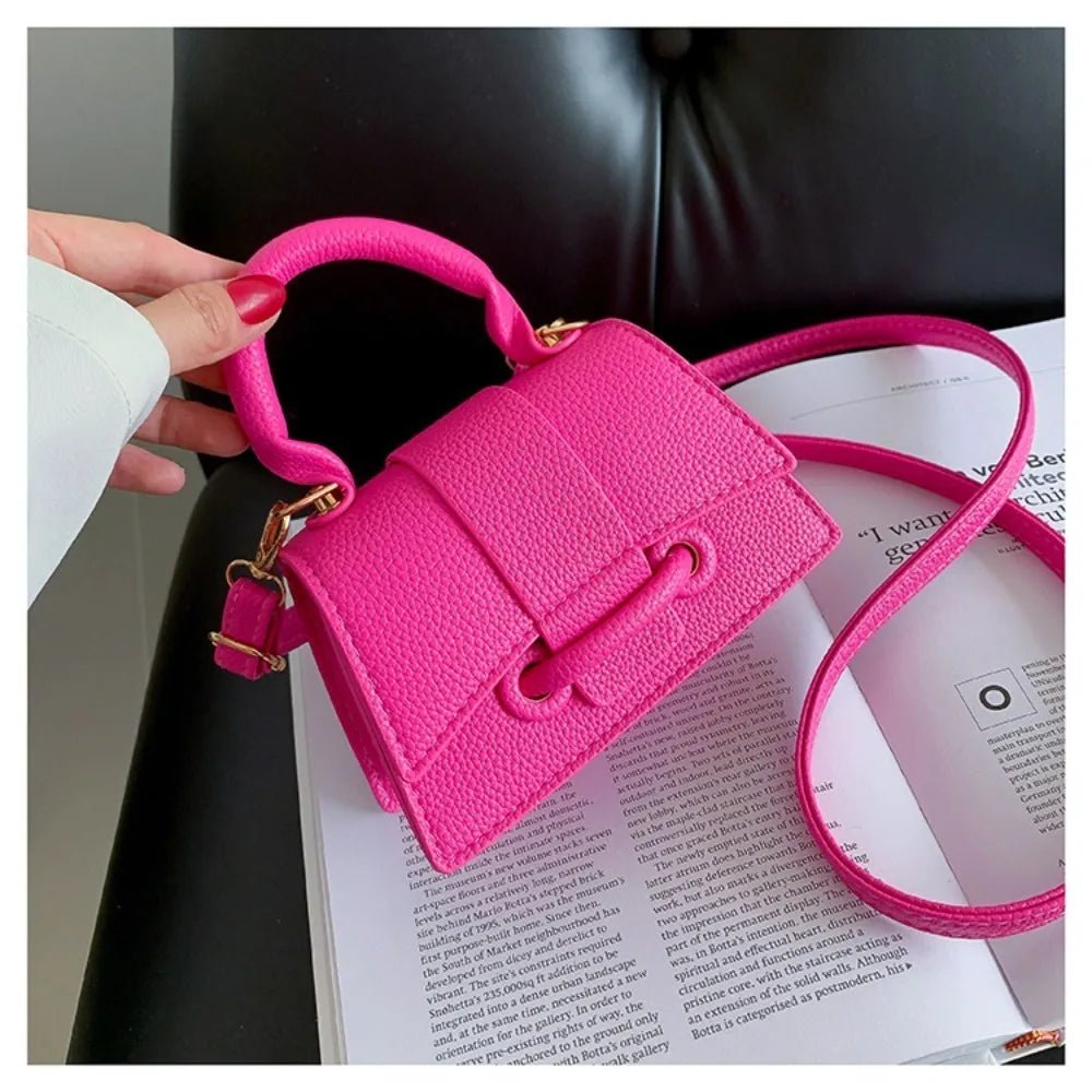 High Quality Fashion PU Leather Bag | Solid Color Shoulder Crossbody Bag & Cute Buckle Square Bag (Hand Carry Small Messenger Bag) - Ever Trendy Essentials