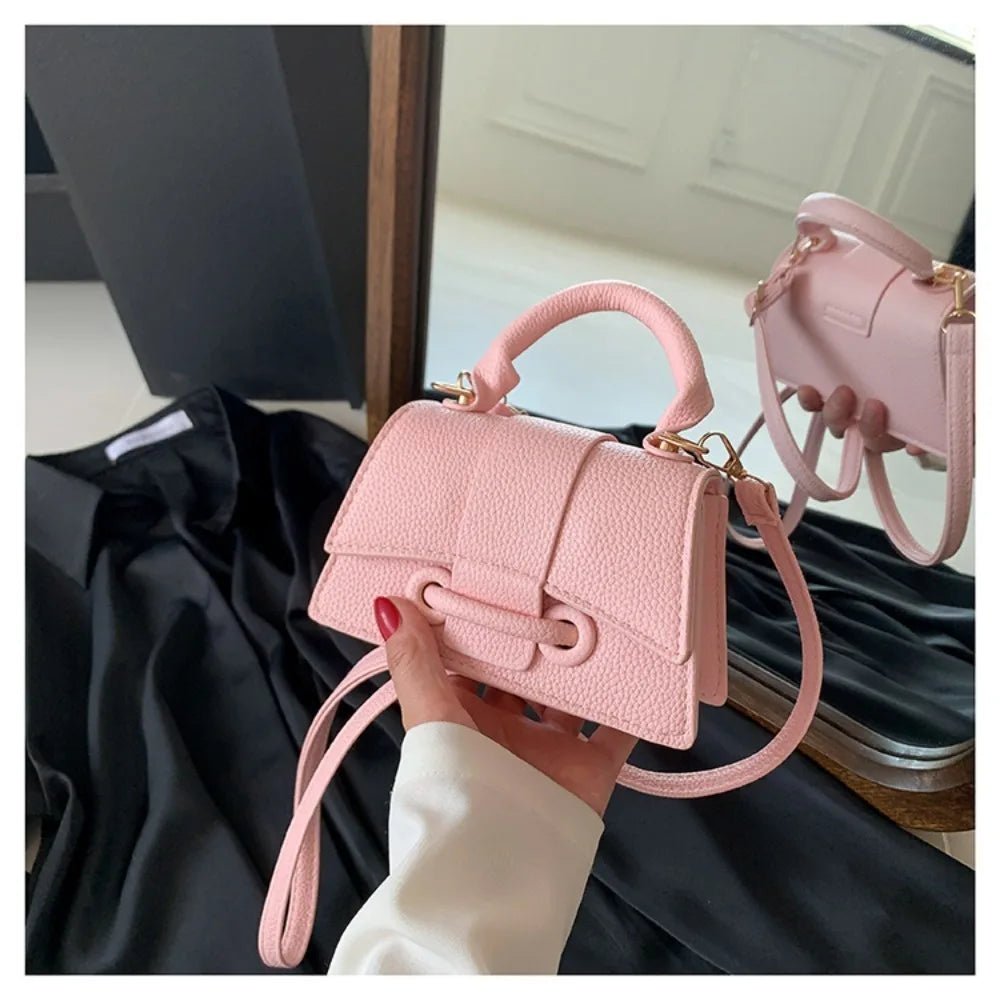 High Quality Fashion PU Leather Bag | Solid Color Shoulder Crossbody Bag & Cute Buckle Square Bag (Hand Carry Small Messenger Bag) - Ever Trendy Essentials