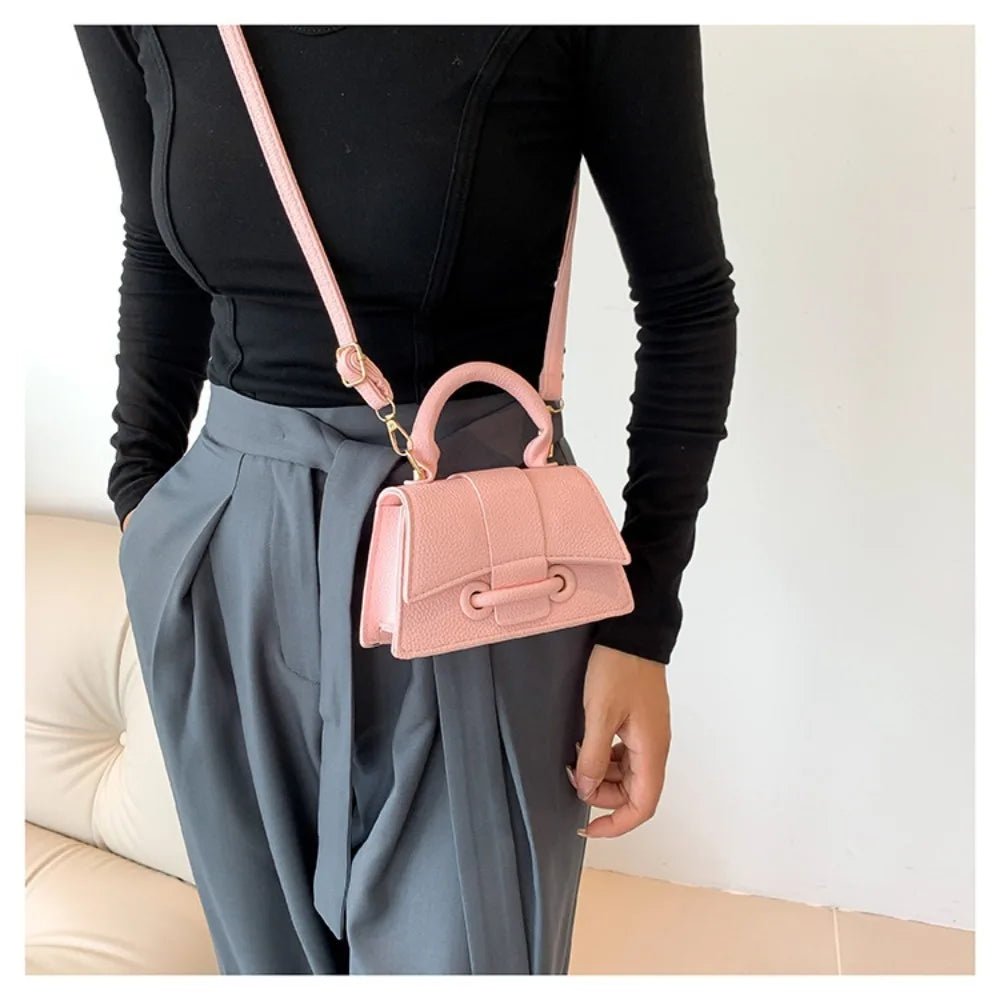 High Quality Fashion PU Leather Bag | Solid Color Shoulder Crossbody Bag & Cute Buckle Square Bag (Hand Carry Small Messenger Bag) - Ever Trendy Essentials