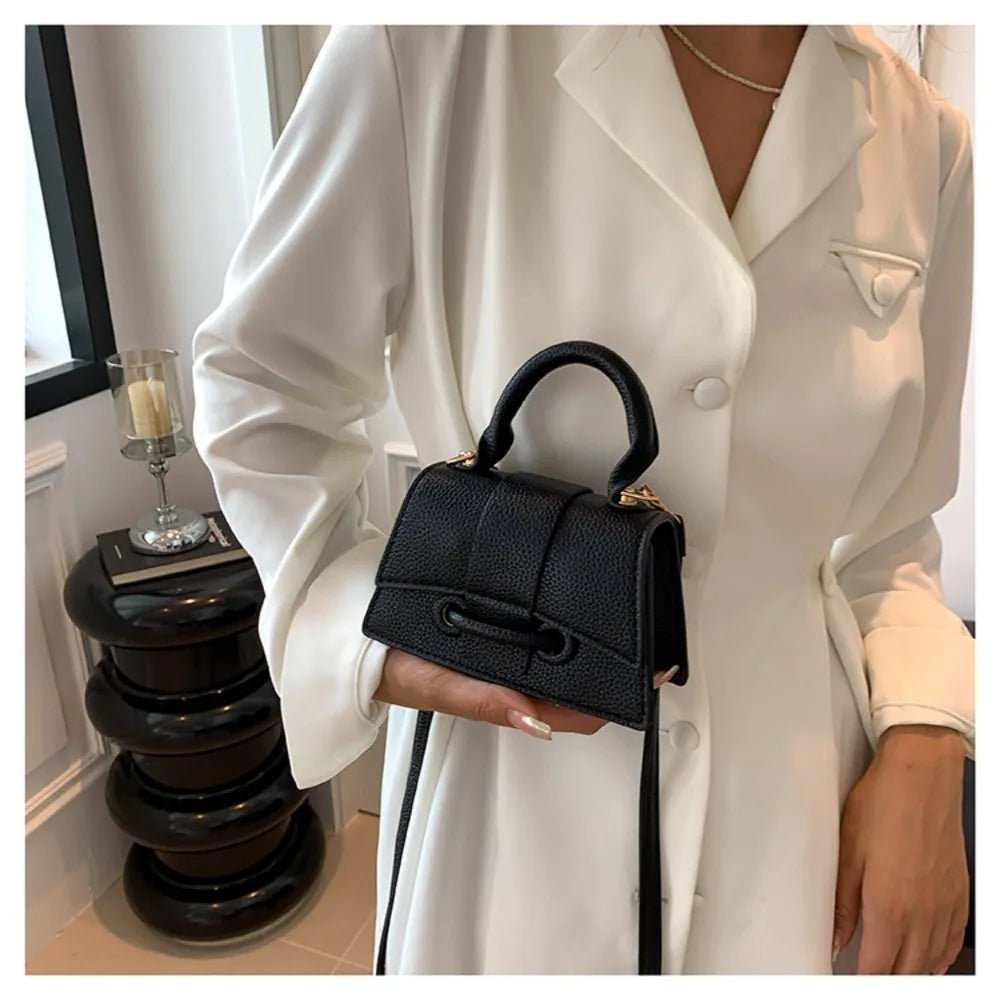 High Quality Fashion PU Leather Bag | Solid Color Shoulder Crossbody Bag & Cute Buckle Square Bag (Hand Carry Small Messenger Bag) - Ever Trendy Essentials