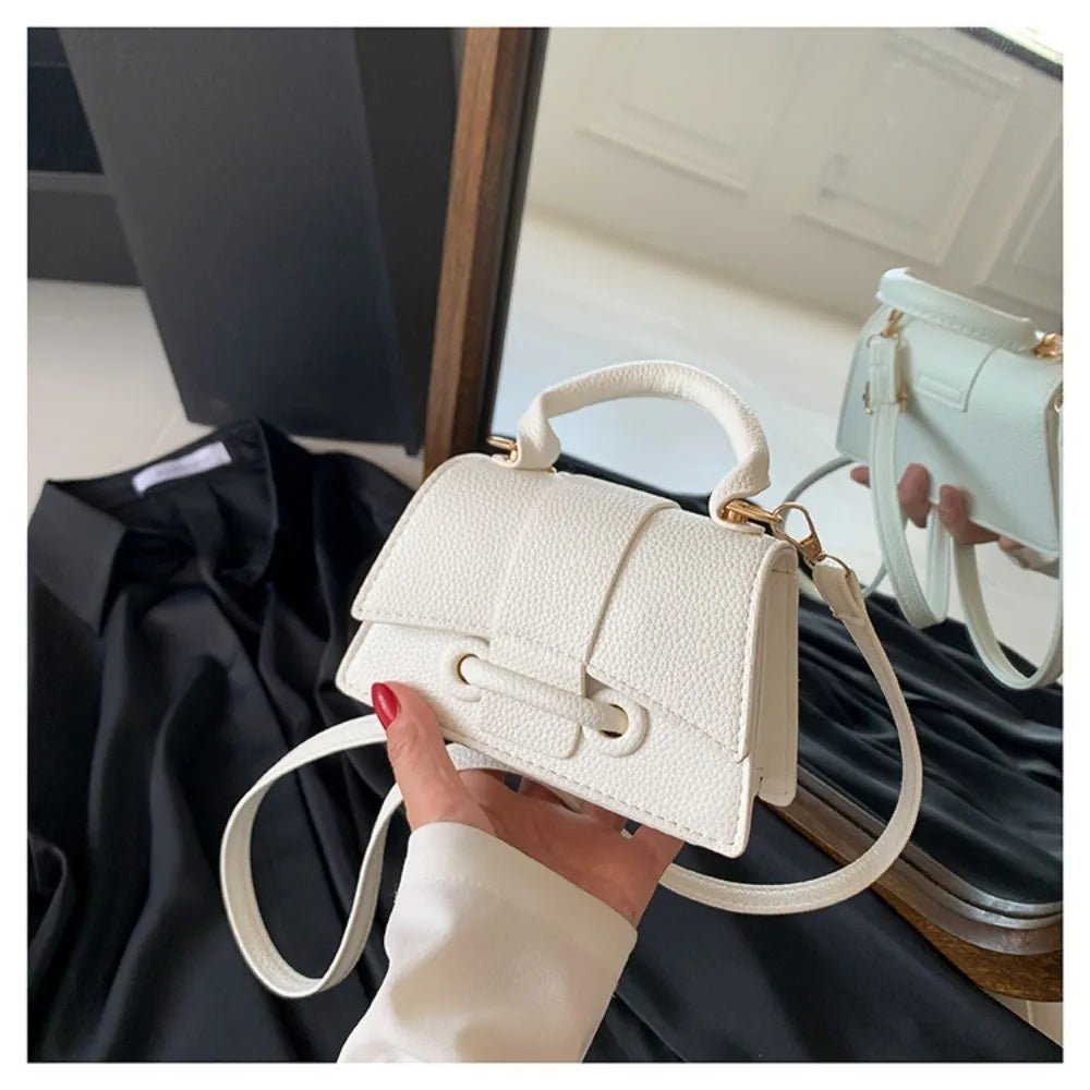High Quality Fashion PU Leather Bag | Solid Color Shoulder Crossbody Bag & Cute Buckle Square Bag (Hand Carry Small Messenger Bag) - Ever Trendy Essentials