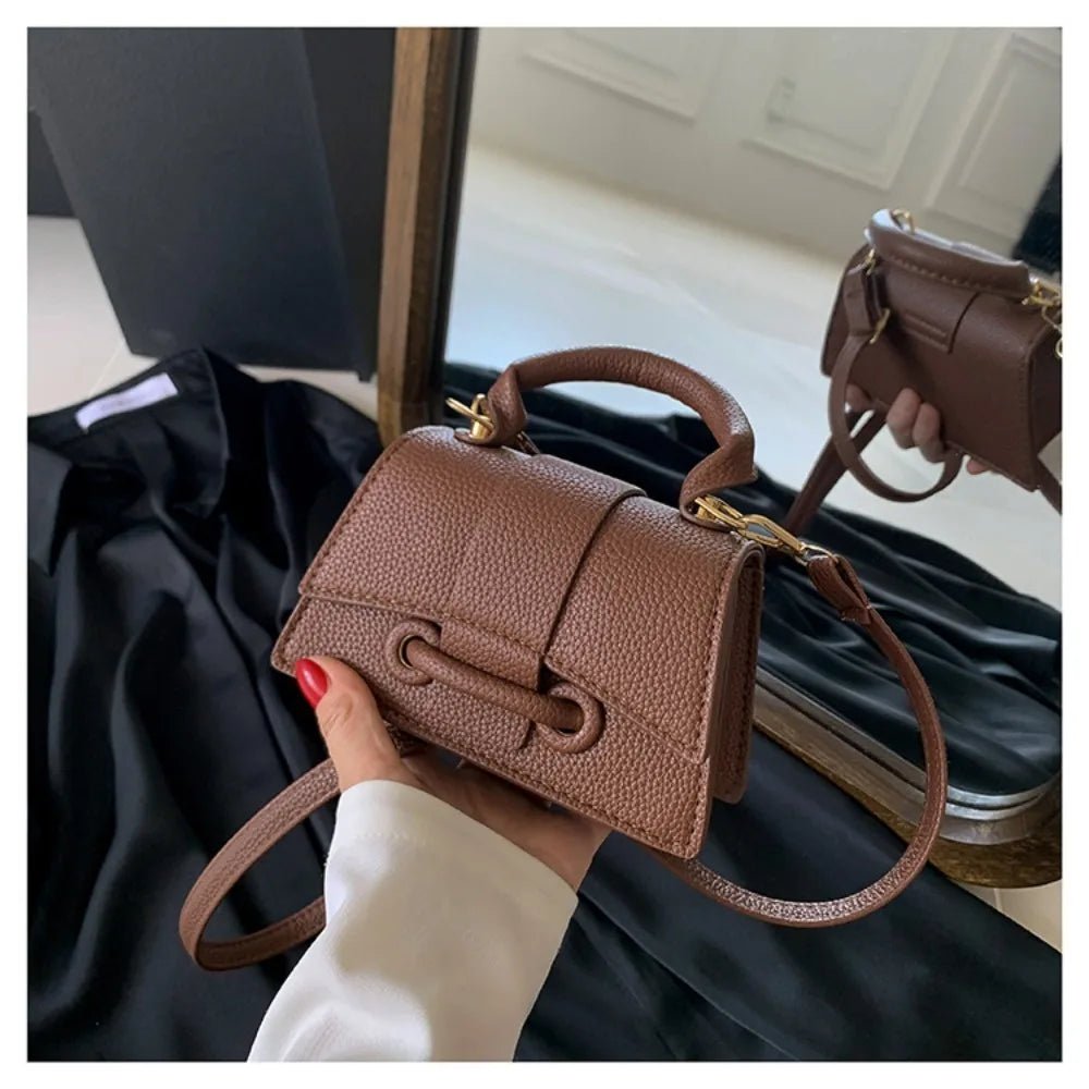 High Quality Fashion PU Leather Bag | Solid Color Shoulder Crossbody Bag & Cute Buckle Square Bag (Hand Carry Small Messenger Bag) - Ever Trendy Essentials
