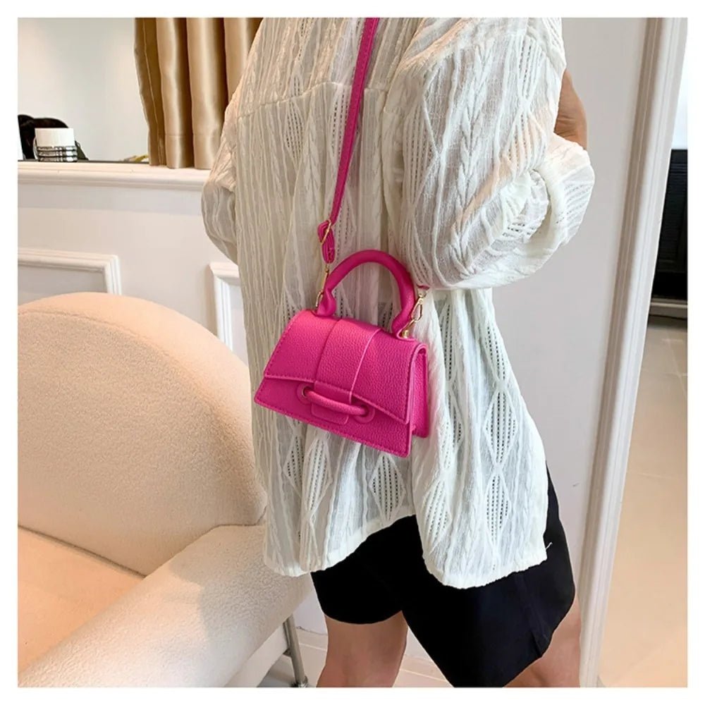 High Quality Fashion PU Leather Bag | Solid Color Shoulder Crossbody Bag & Cute Buckle Square Bag (Hand Carry Small Messenger Bag) - Ever Trendy Essentials