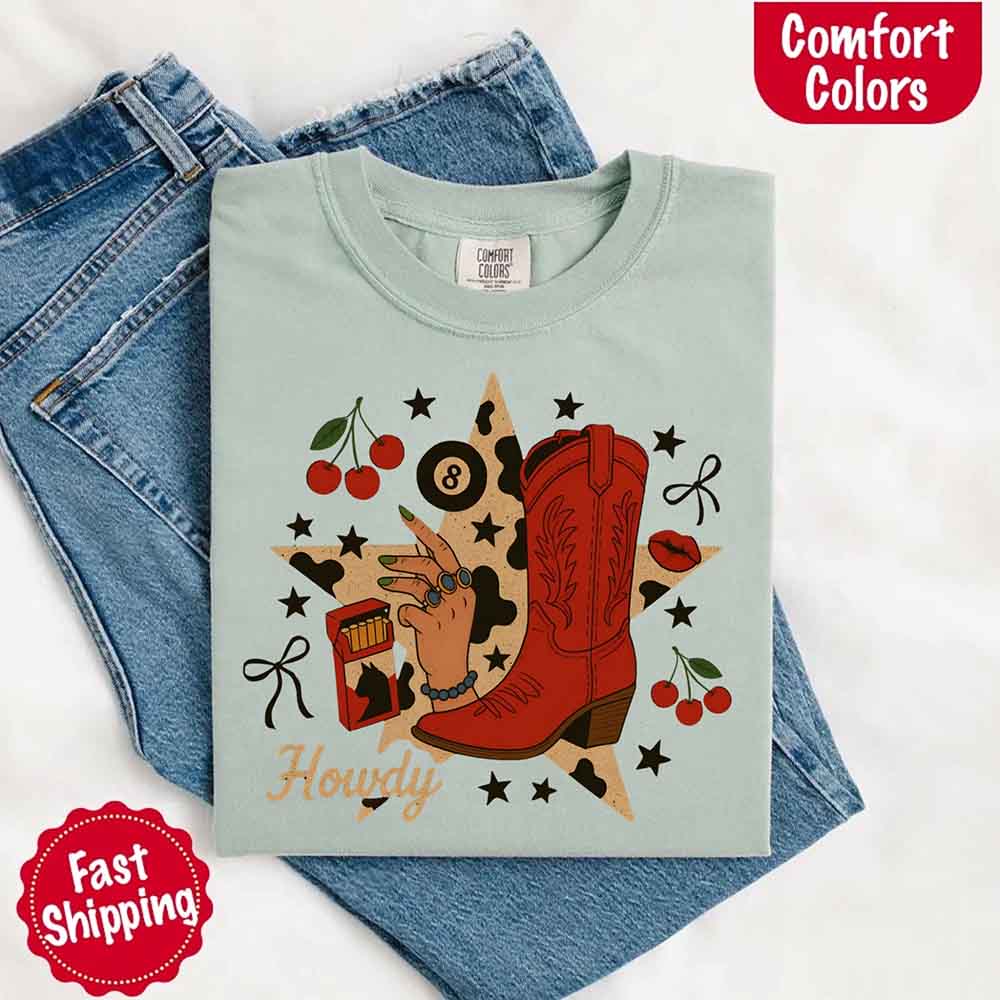 Howdy Cowgirl Star Collage Color Comfort Shirt - Ever Trendy Essentials