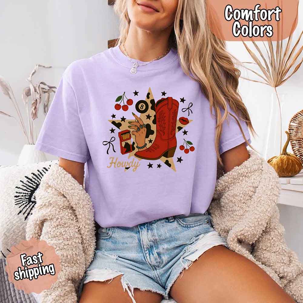 Howdy Cowgirl Star Collage Color Comfort Shirt - Ever Trendy Essentials