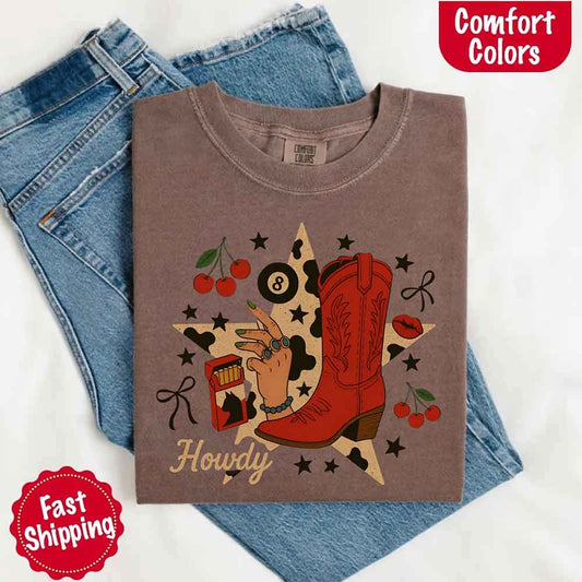 Howdy Cowgirl Star Collage Color Comfort Shirt - Ever Trendy Essentials