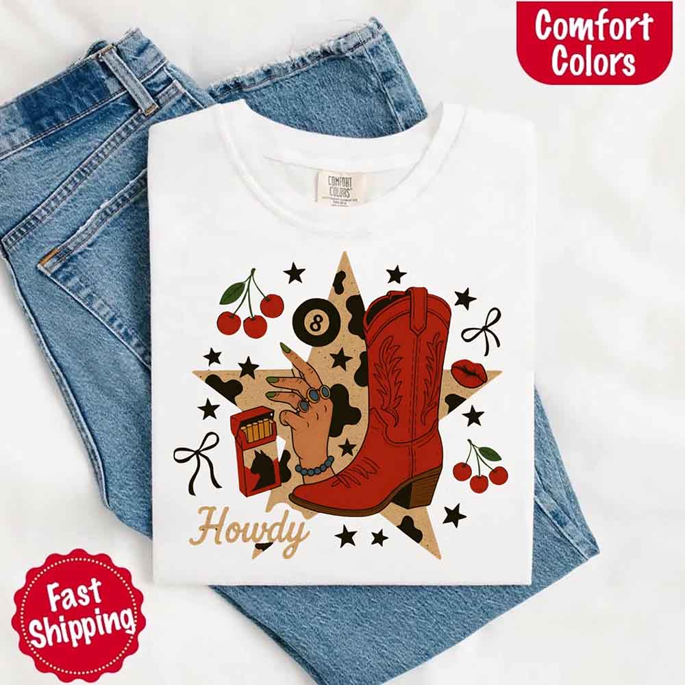 Howdy Cowgirl Star Collage Color Comfort Shirt - Ever Trendy Essentials