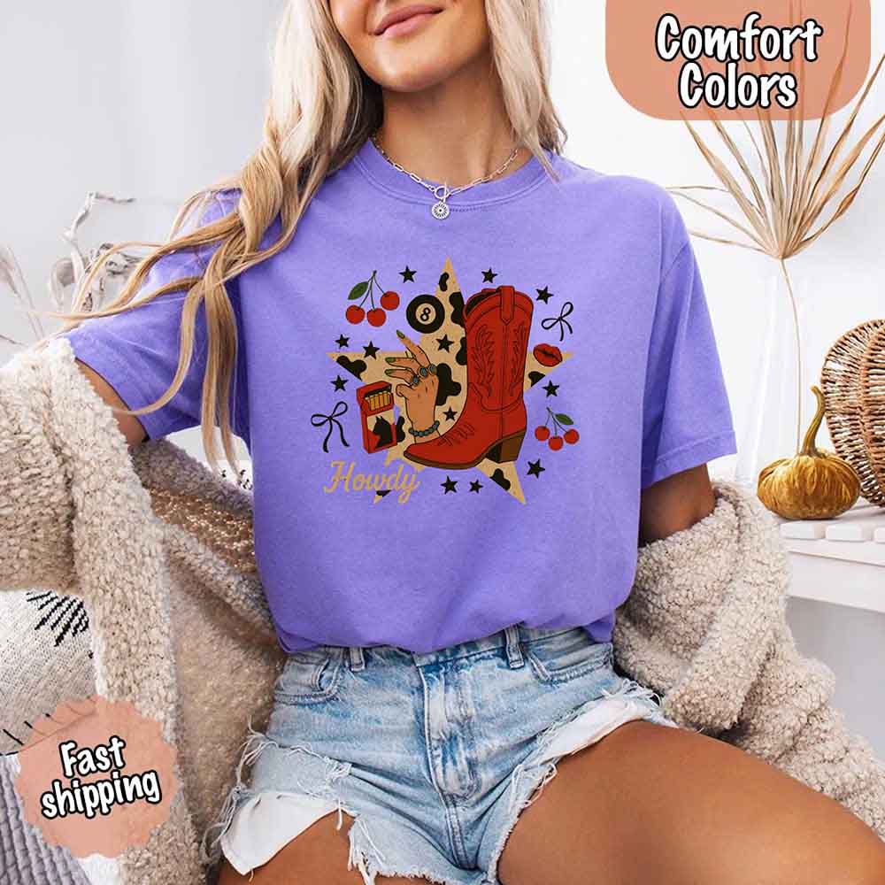 Howdy Cowgirl Star Collage Color Comfort Shirt - Ever Trendy Essentials