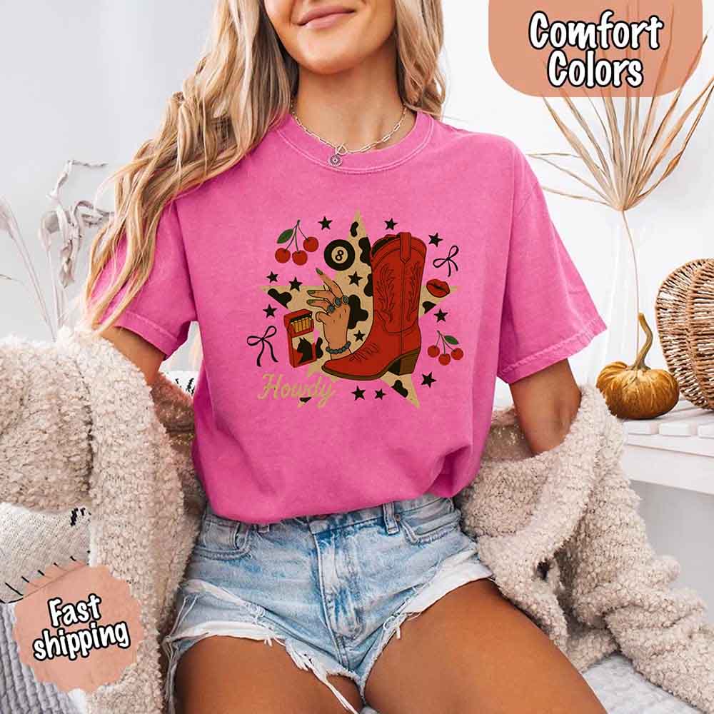 Howdy Cowgirl Star Collage Color Comfort Shirt - Ever Trendy Essentials