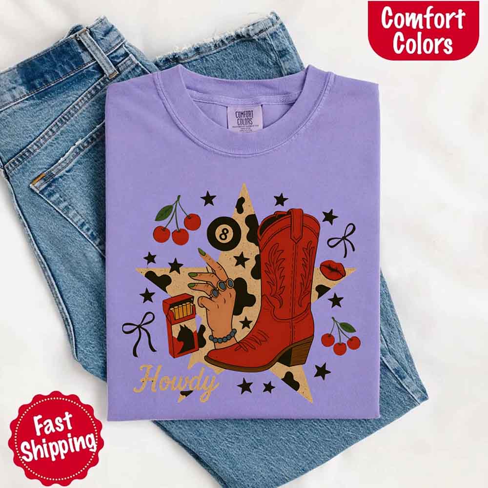 Howdy Cowgirl Star Collage Color Comfort Shirt - Ever Trendy Essentials