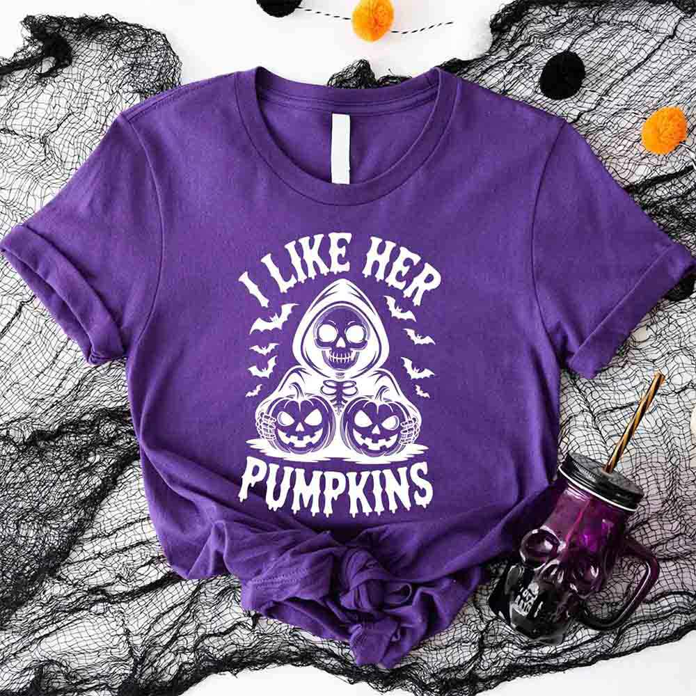 I Like Her Pumpkins & His Broomstick Shirts | Funny Matching Halloween Couple T-Shirts - Ever Trendy Essentials